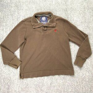 American Eagle Sweater Men M Chocolate Brown Athletic Fit Henley Grunge Gorpcore